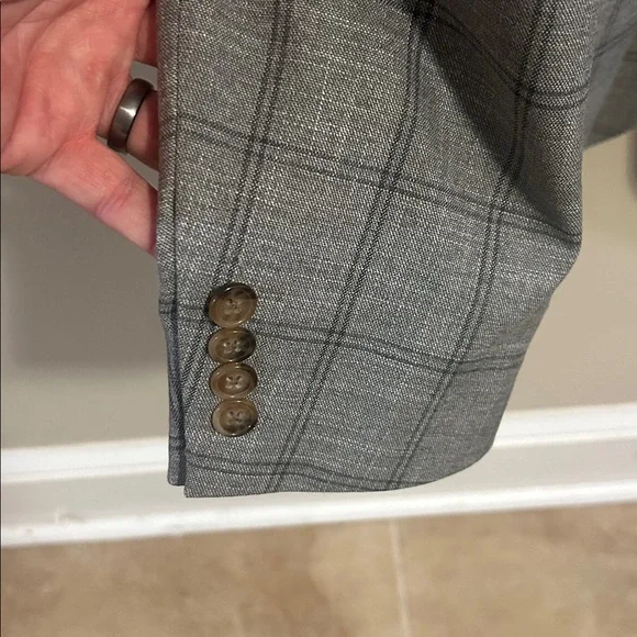 Lauren Ralph Lauren 46L Gray Plaid UltraFlex Sport Coat Blazer Stretch
